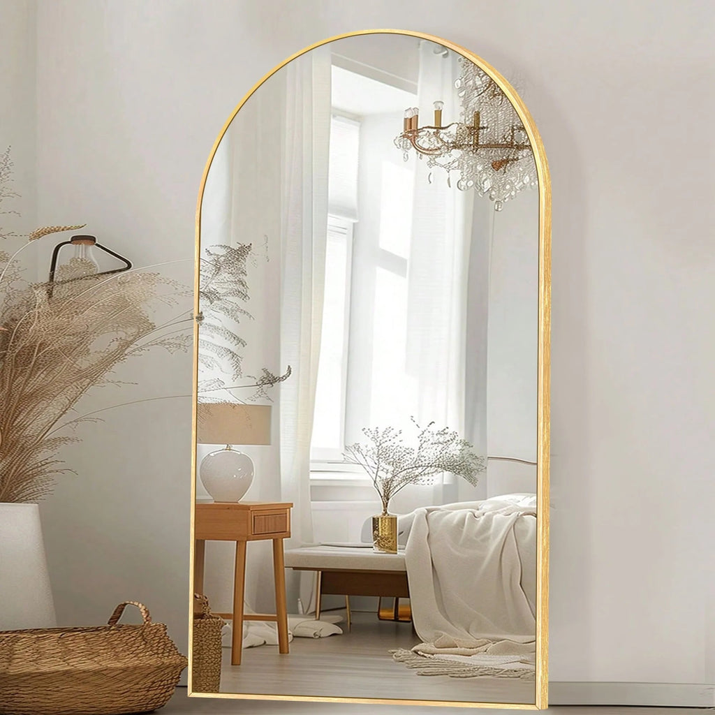 Arched Full Length Floor Mirror With Aluminum Alloy Frame - 65x22, 71x24, 71x28, 71x32
