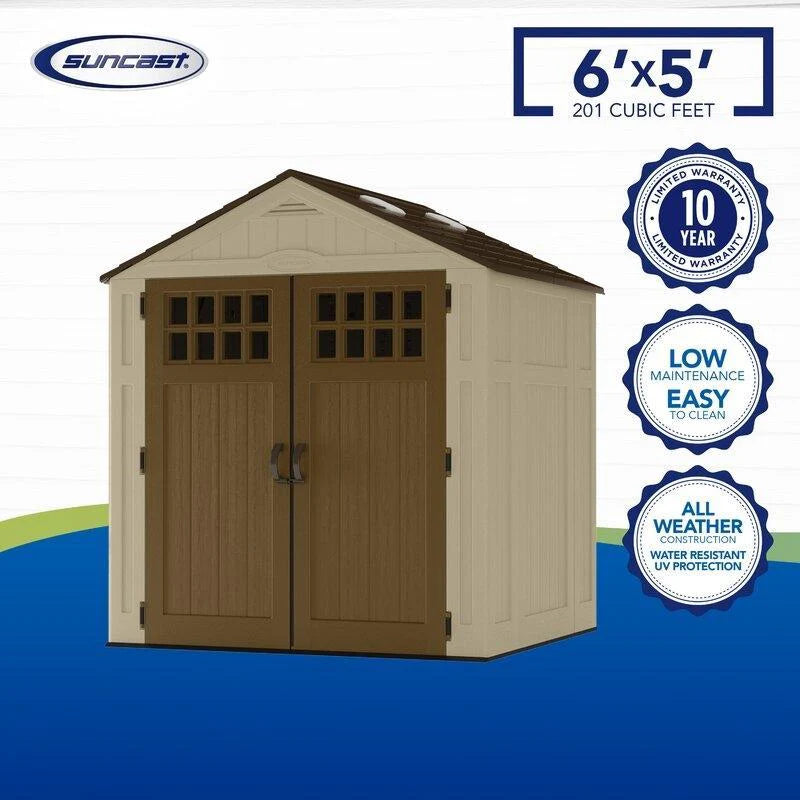 Suncast Resin Storage Shed 6 ft. 3 in. W x 5 ft. 6 in. D - BMS6510D