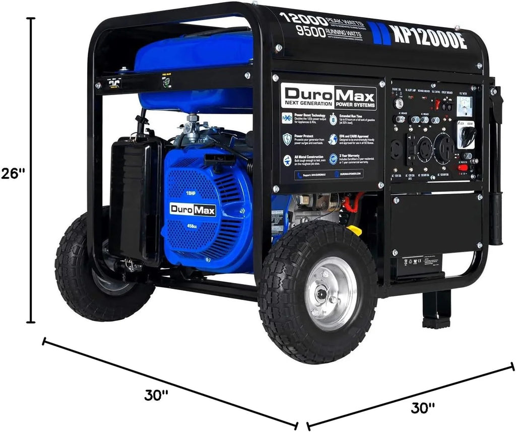 DuroMax 13,000-Watt Dual Fuel Portable Generator, Gasoline/Propane, Electric Start - XP13000EH
