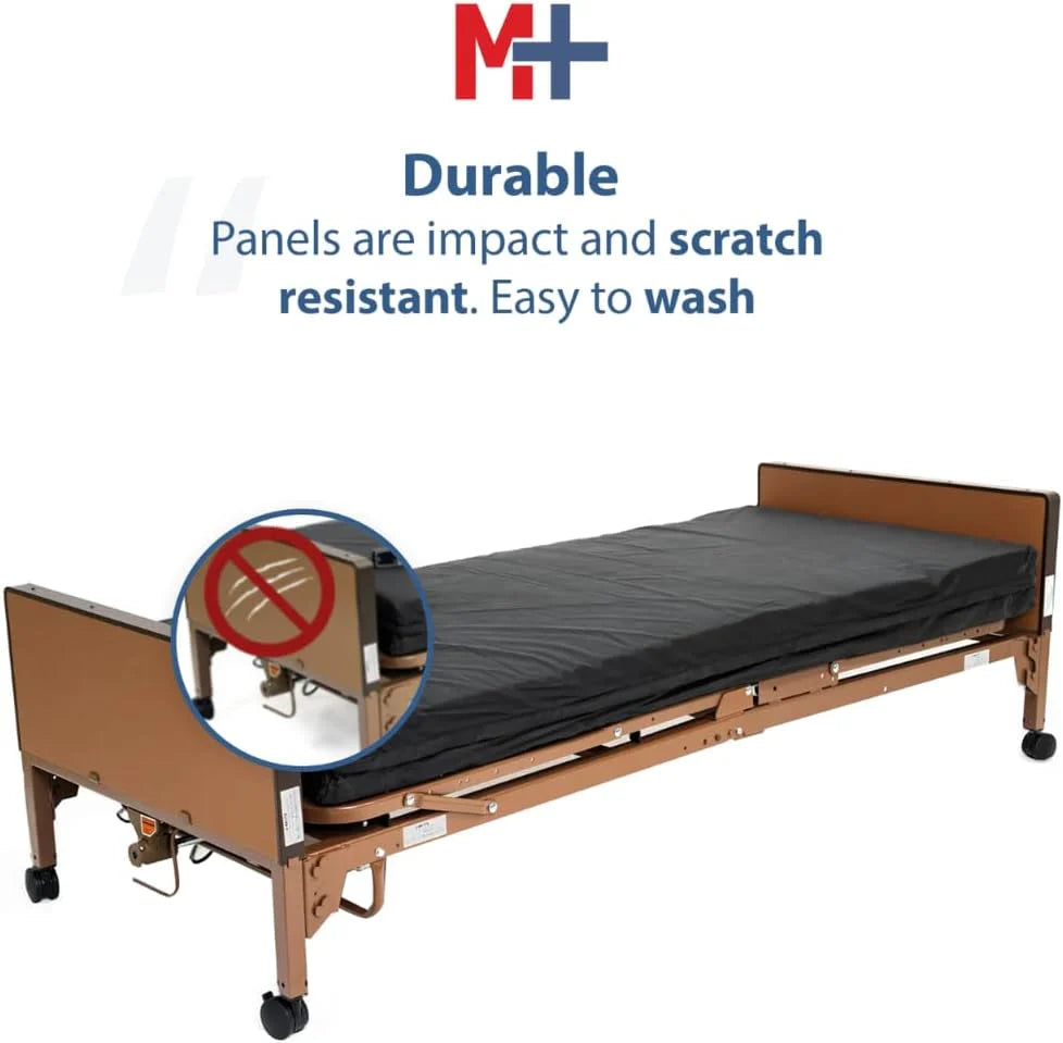 Med Mart Fully Electric Hospital Bed Set With Foam Mattress And Half Rails, Twin, Bronze, 80 x 36 x 21.5 in