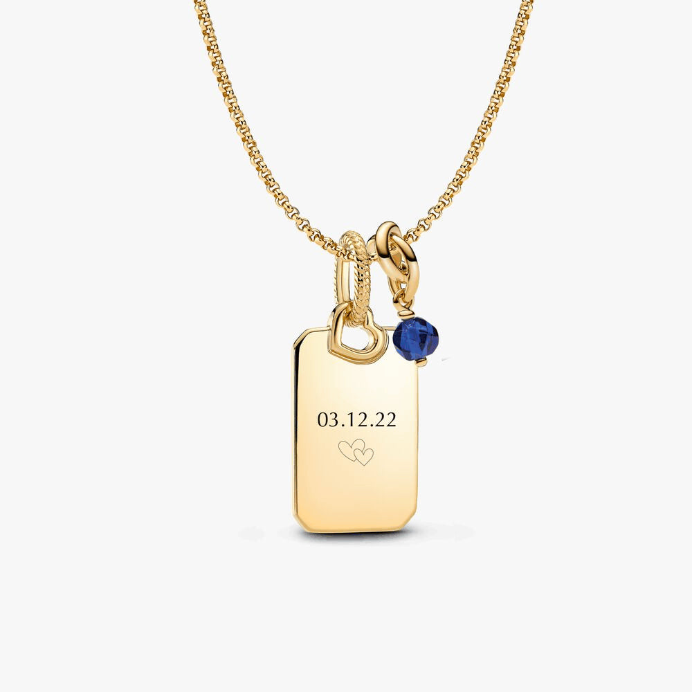 September Engravable Dangle Charm Necklace Set