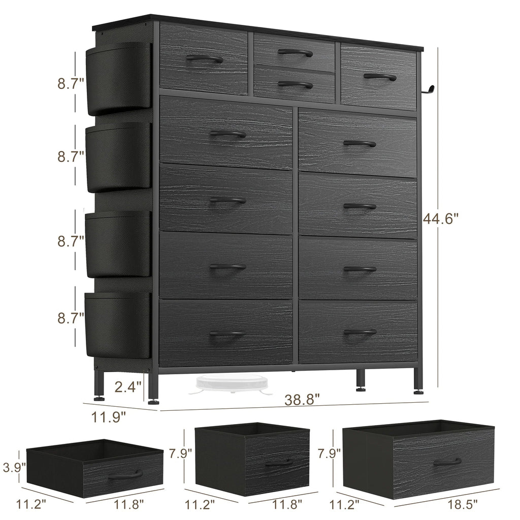 12-Drawer Fabric Dresser With Wood Top And Metal Frame