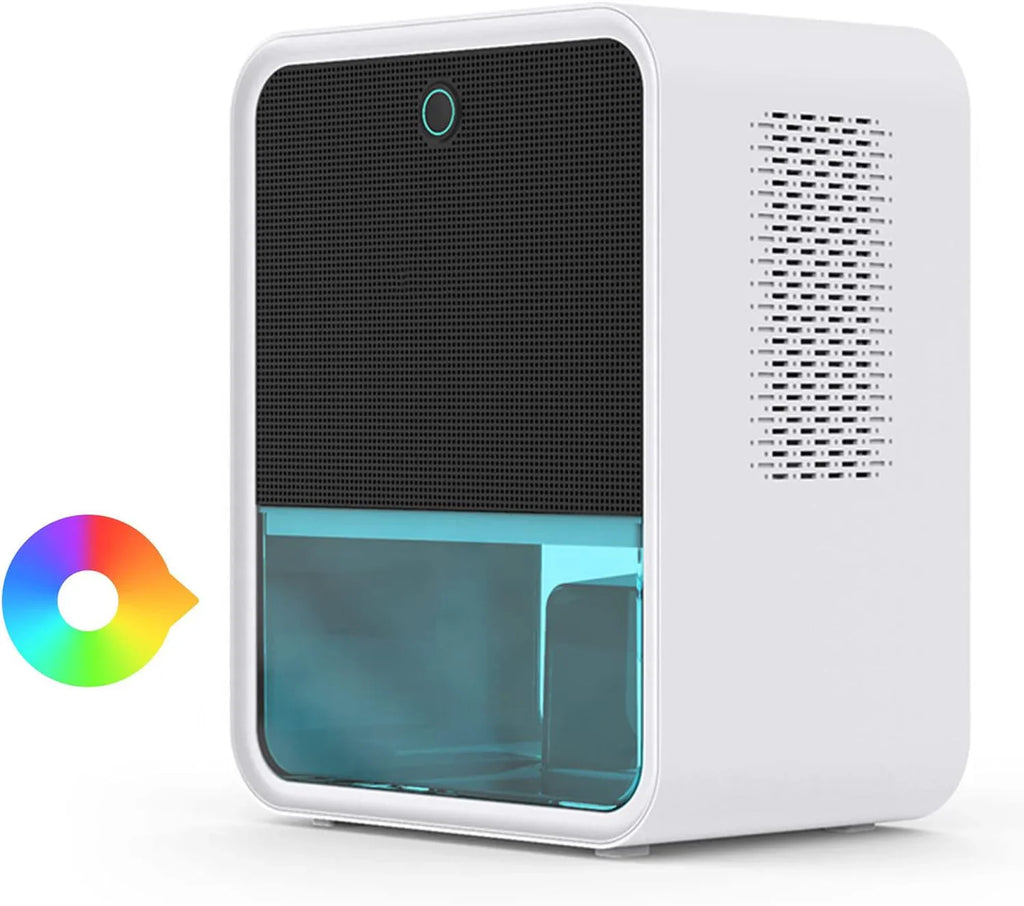 VCJNMQ Bedroom Dehumidifier With Hygrometer, 2.2L Water Tank, RGB LED Light