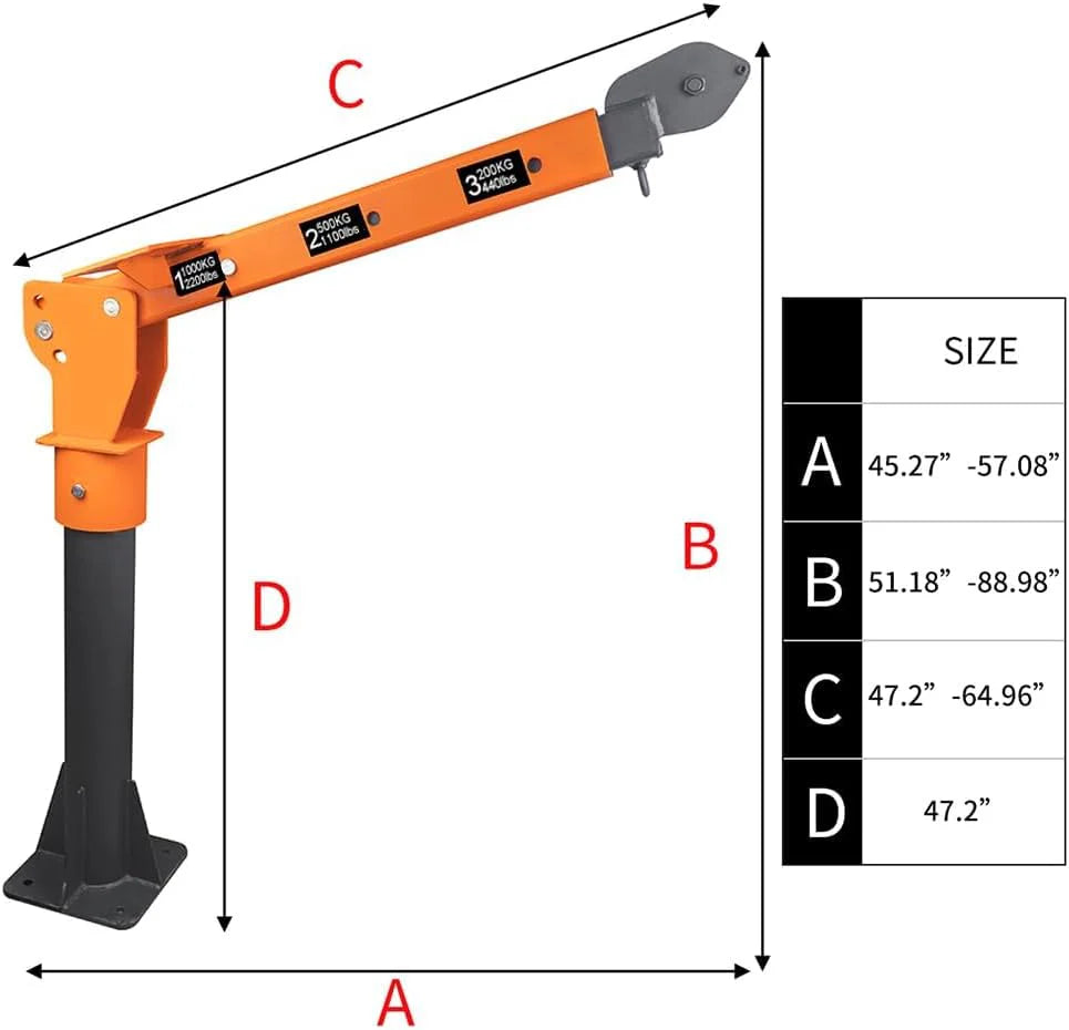 GRIPWAY Folding Truck-Mounted Crane With 110V Electric Hoist, 1100lb Capacity - 1100LB+110V Hoist