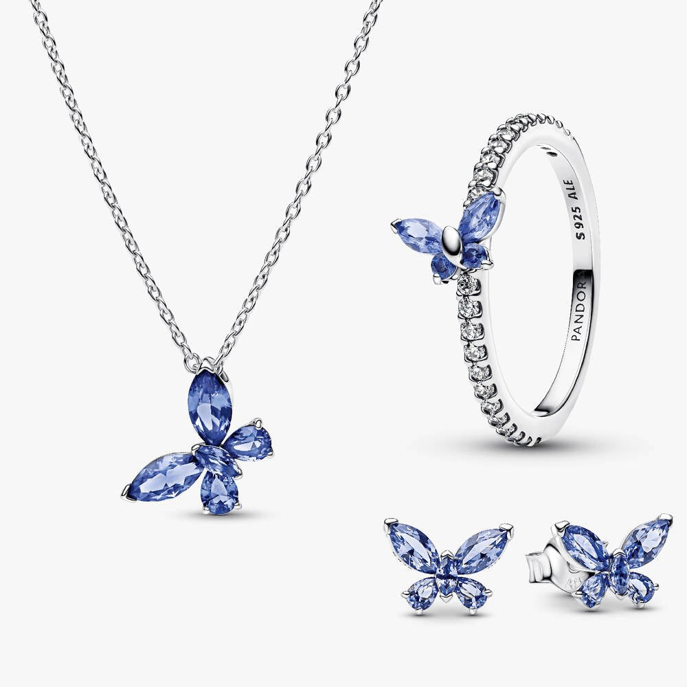 Winter Blue Butterfly Jewelry Set
