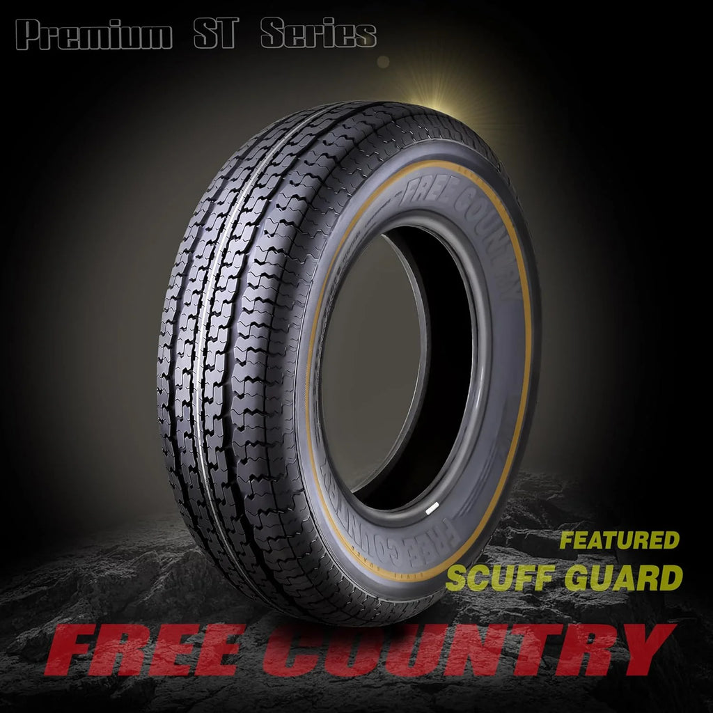 FREE COUNTRY Trailer Tires ST205/75R15, Set Of 4, 10-Ply Load Range E, Steel Belted Radial