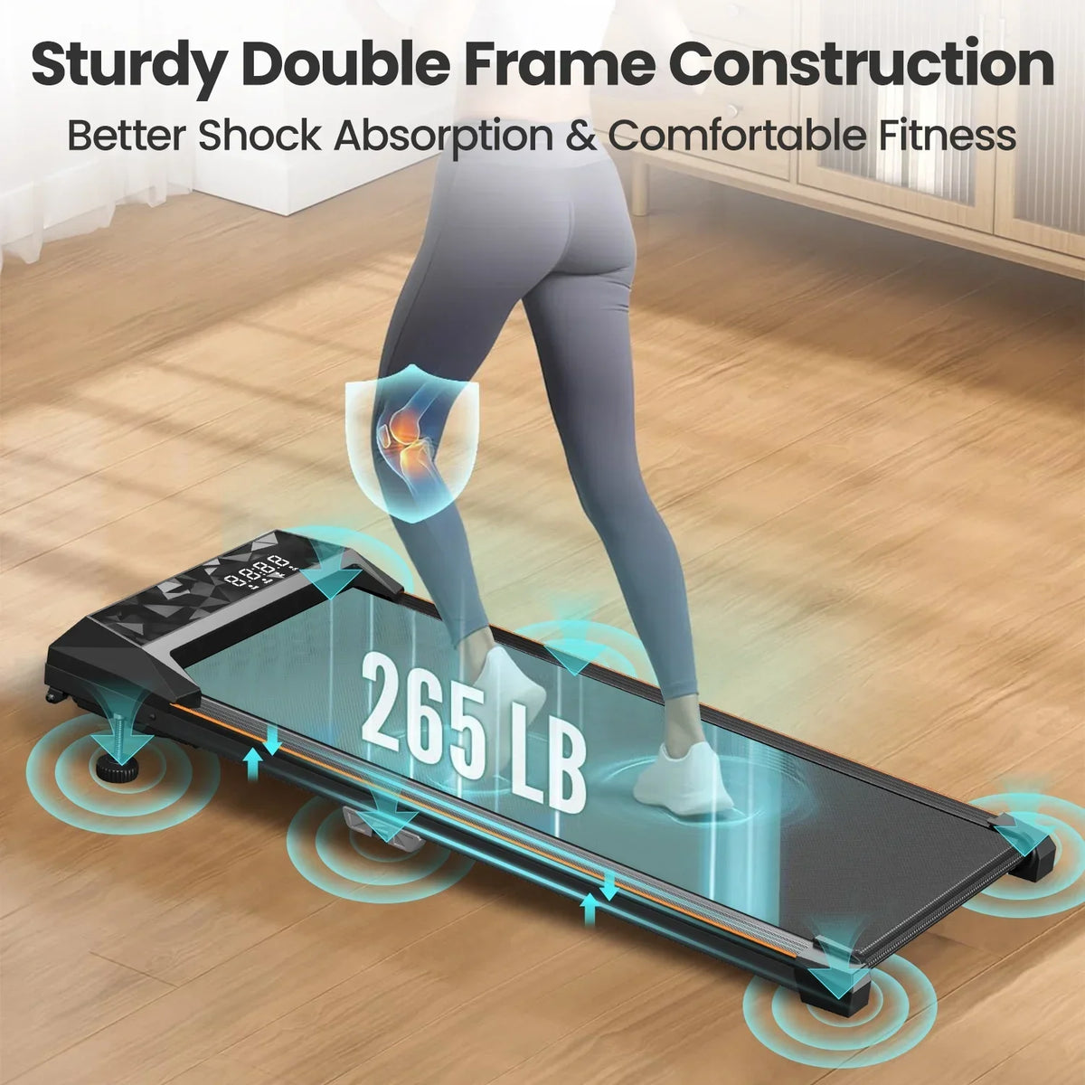 CoolHut 4-in-1 Walking Pad Under Desk Treadmill, 265 lb Capacity