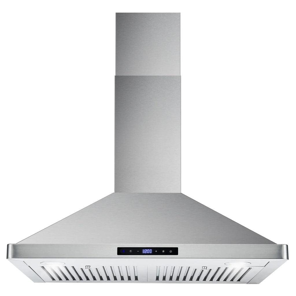 Cosmo 4-Piece Kitchen Appliance Package - 30 in Gas Range, Wall Mount Range Hood, 24 in Built-In Dishwasher, French Door Refrigerator
