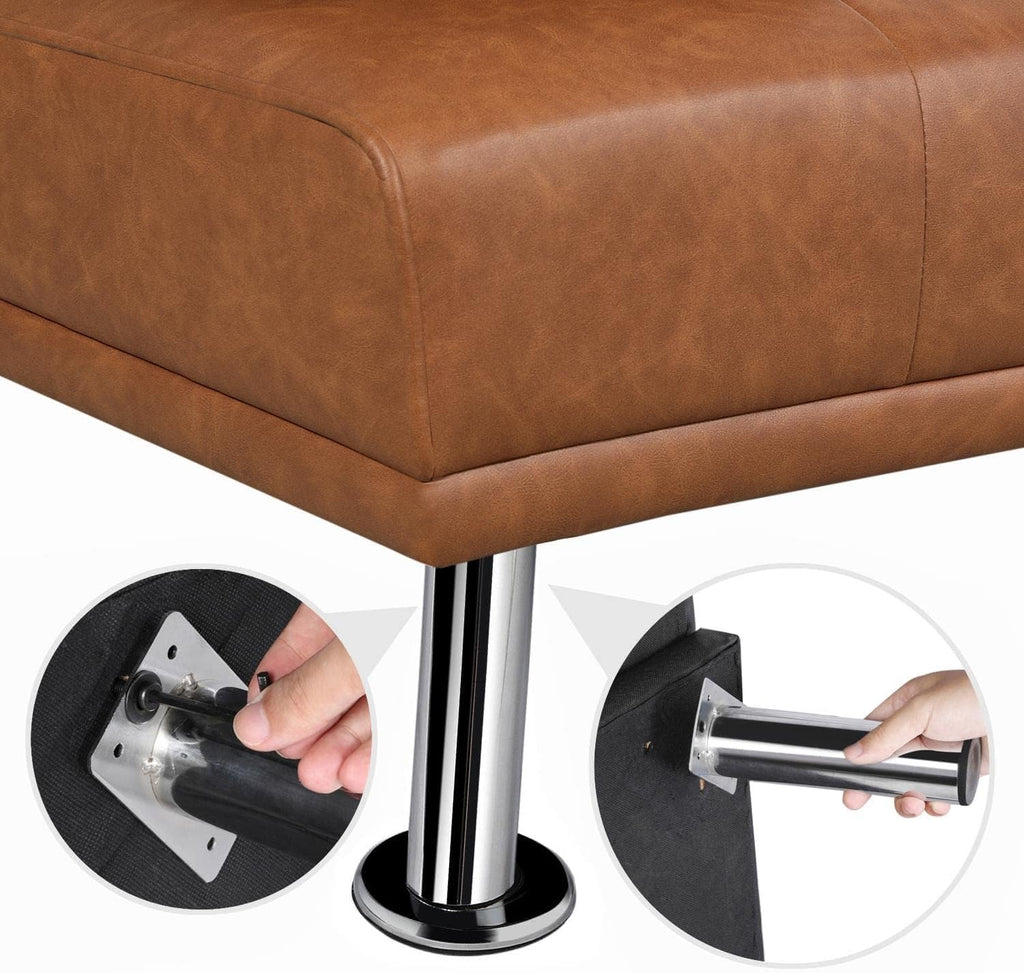 Yaheetech Convertible Faux Leather Sofa Bed, 3 Angles, 772lb Capacity, Black