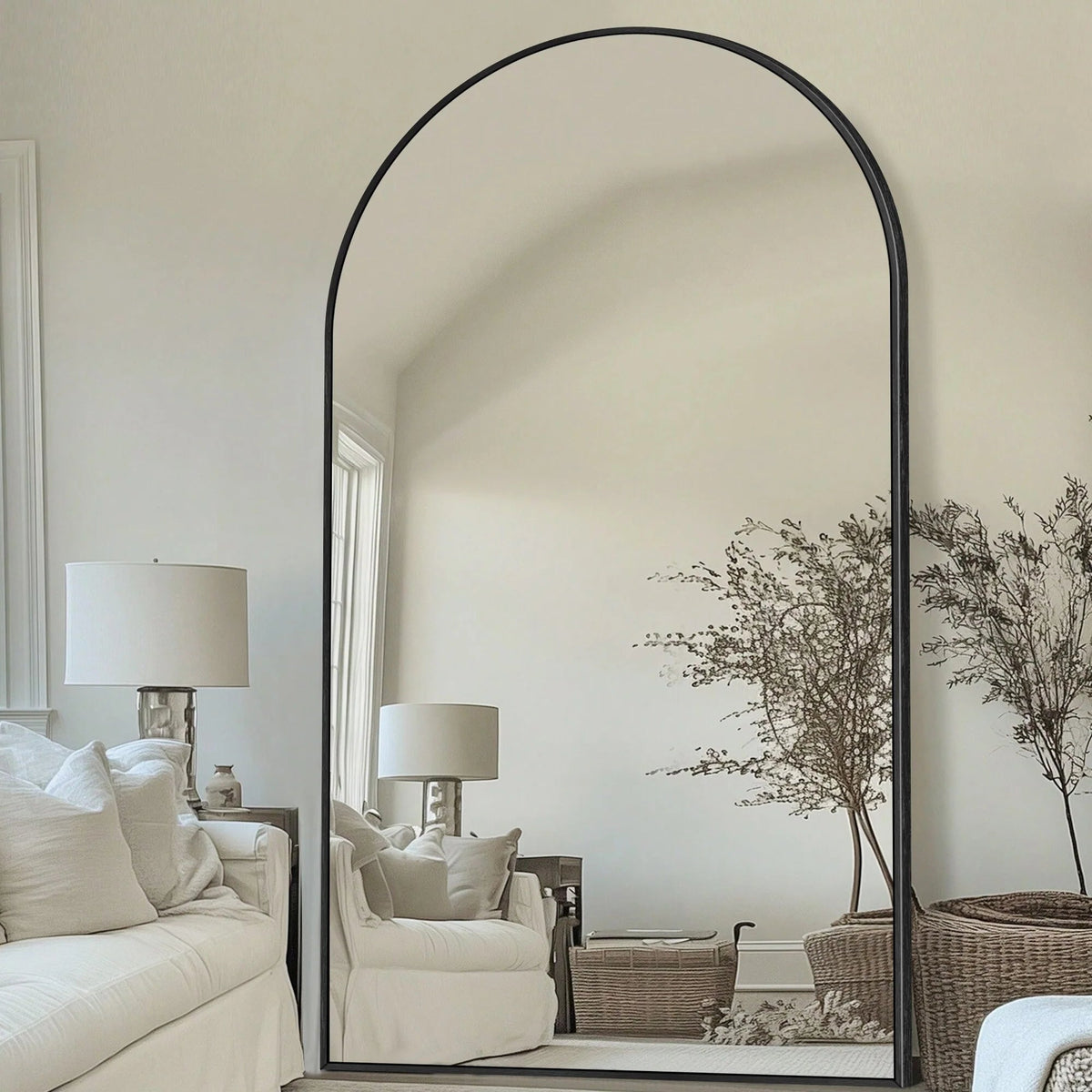 Arched Full Length Floor Mirror With Aluminum Alloy Frame - 65x22, 71x24, 71x28, 71x32