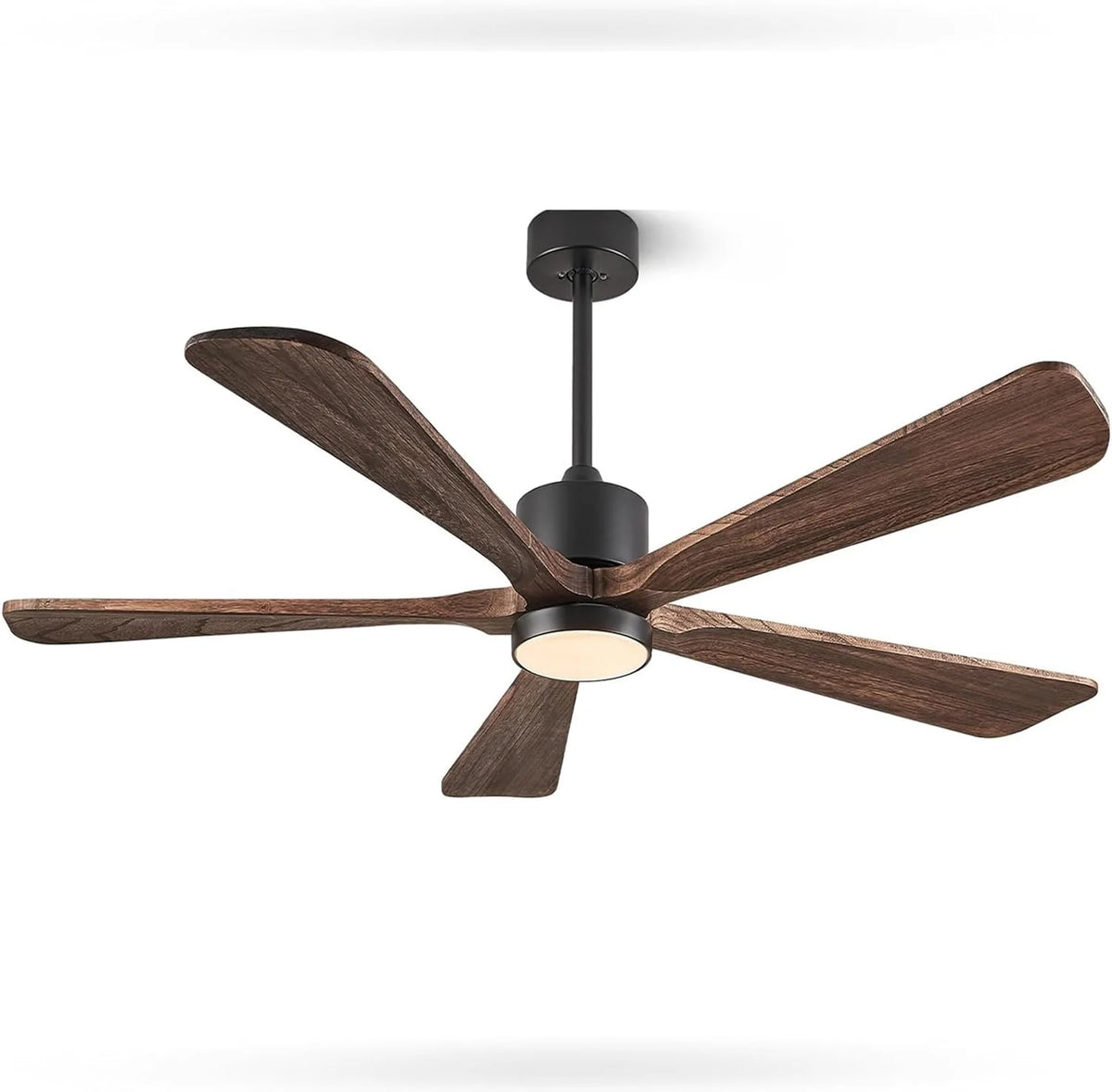 BOOSANT 60 inch Ceiling Fan With LED Light, 5 Solid Wood Blades, 6 Speeds, Deep Brown - 8727