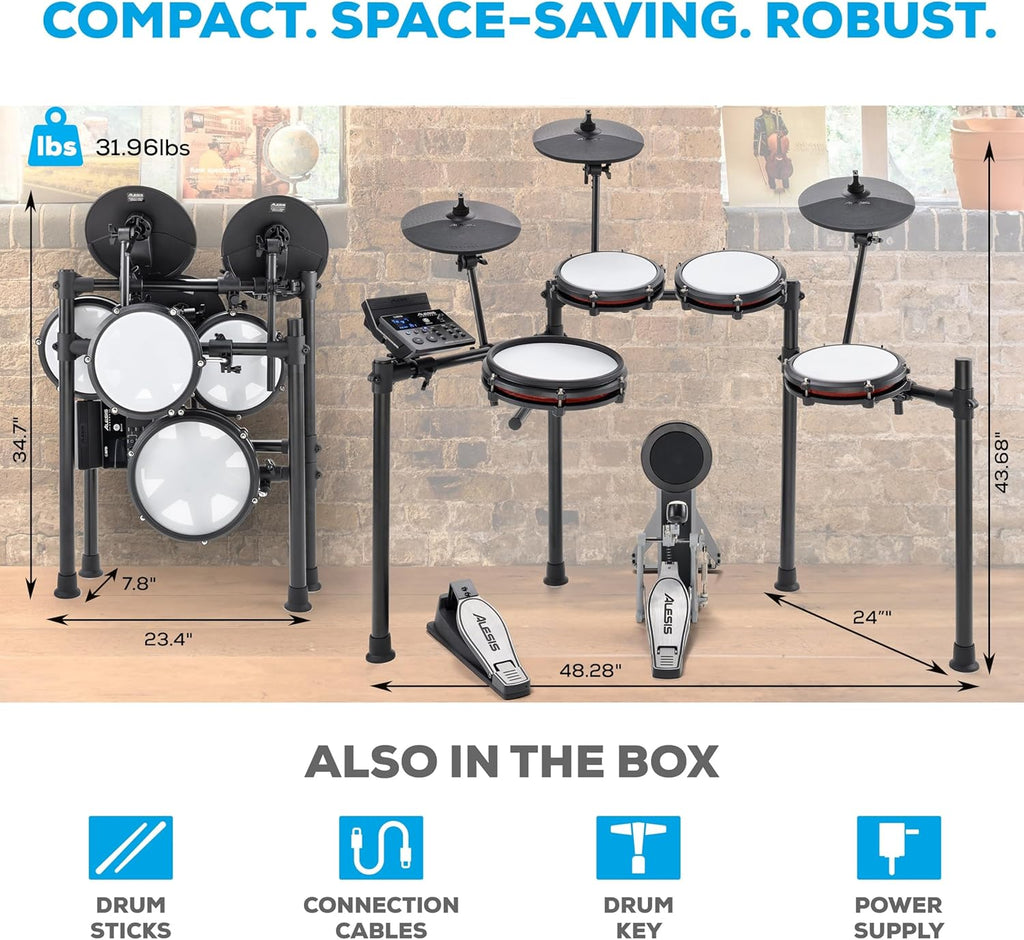 Alesis 8-Piece Electronic Drum Set With Mesh Pads And Bluetooth - Nitro Max