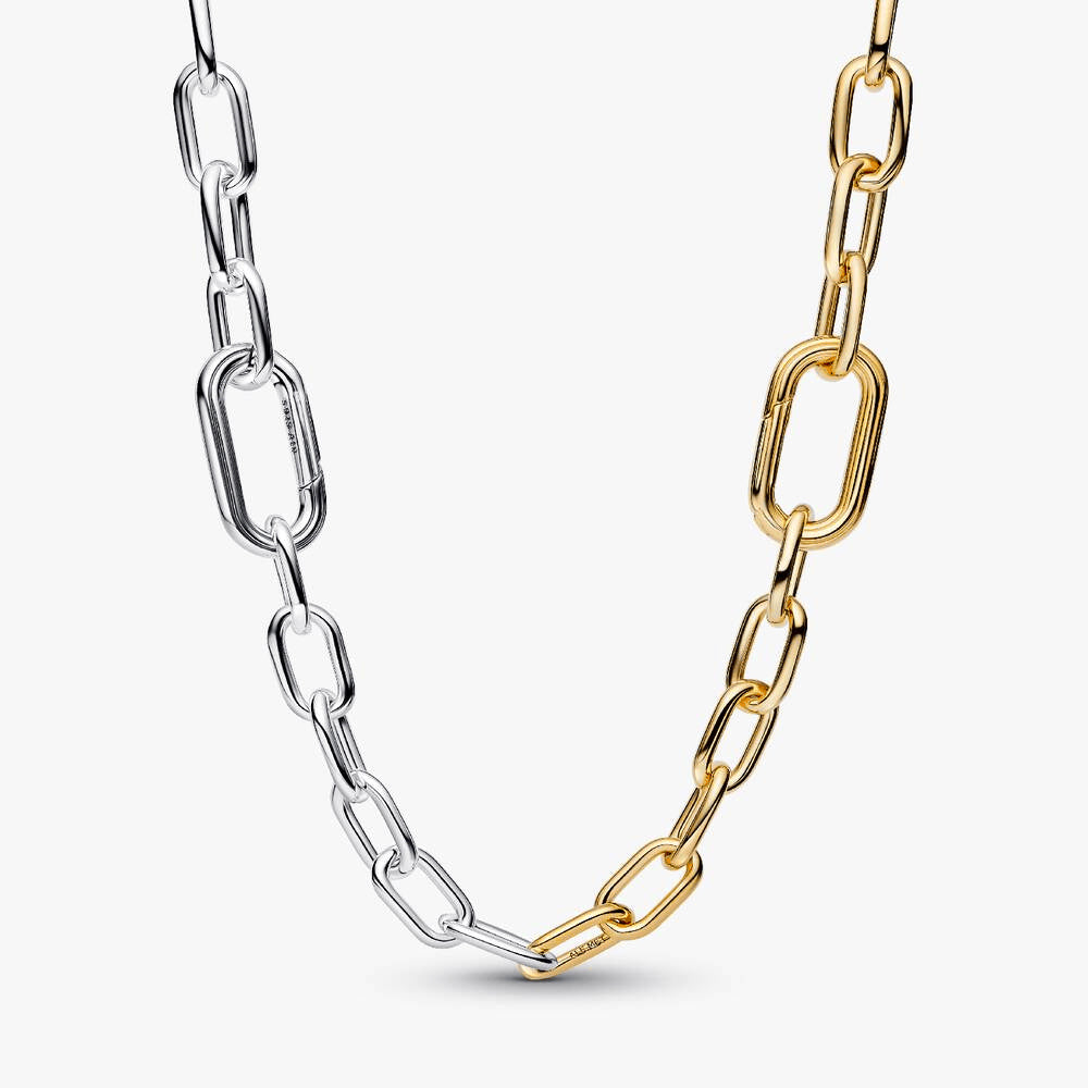 Two-tone Heart & Key Necklace Set