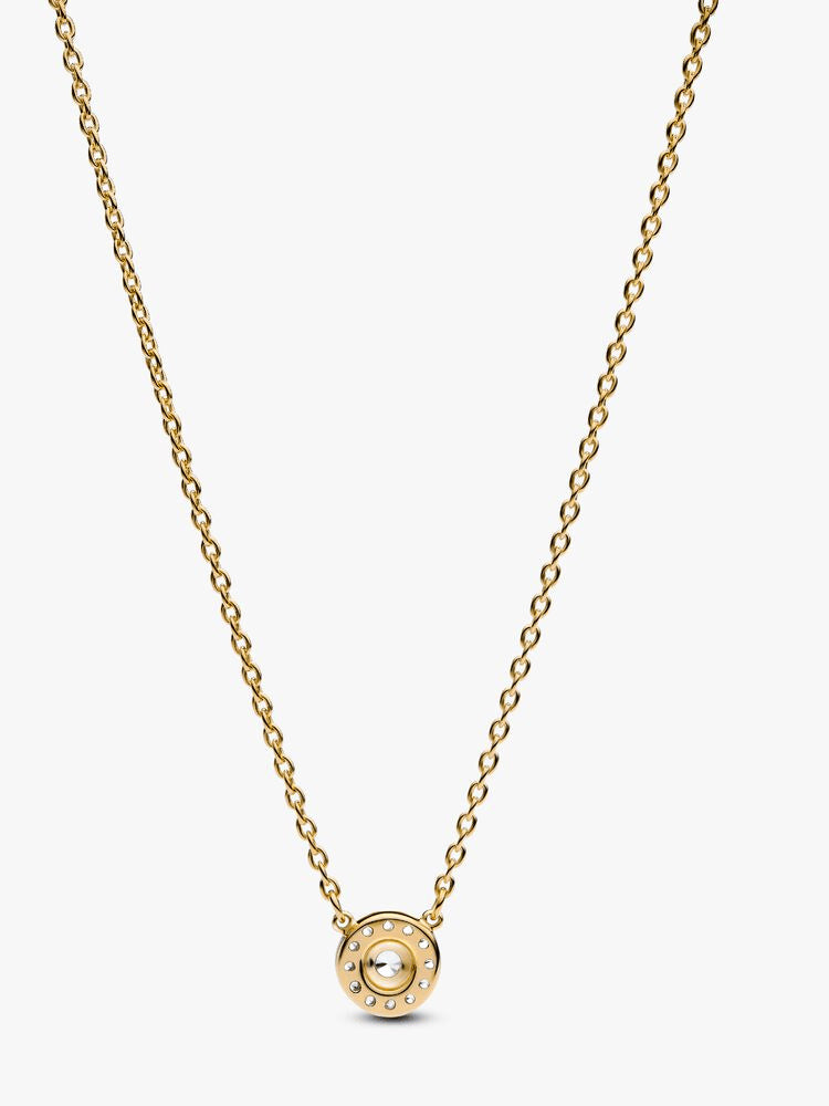 Round Pavé Halo Pendant Necklace