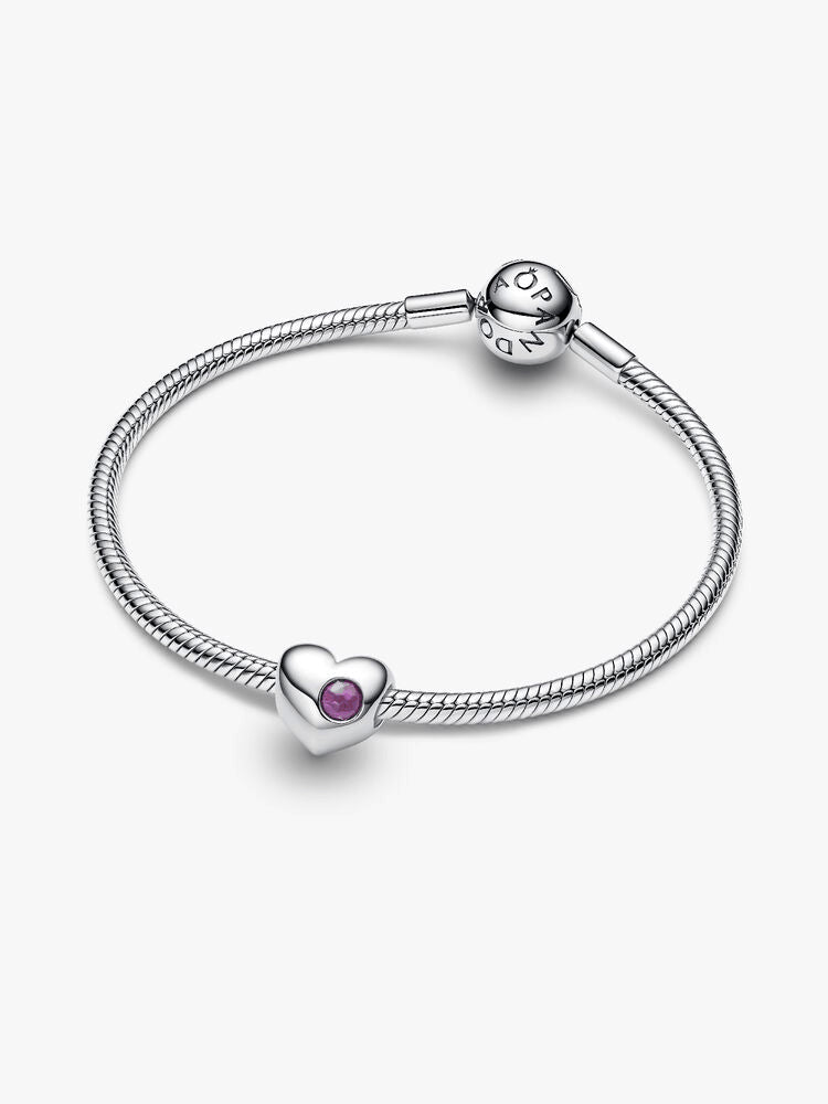 Engravable Purple Stone Heart Charm