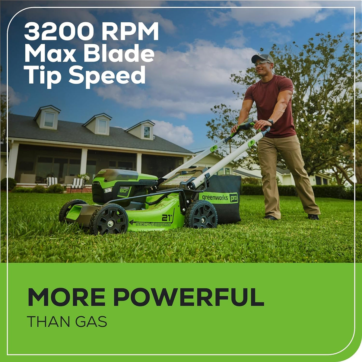 Greenworks 60V 21 Inch Cordless Self-Propelled Lawn Mower - 2 x 4.0Ah Batteries And Dual Port Rapid Charger