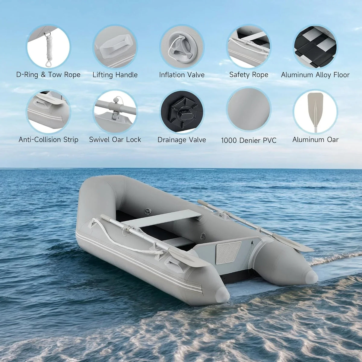CREWORKS Inflatable Dinghy Boat, 7.5ft, 2 Person, 660lb - INB-2020-75