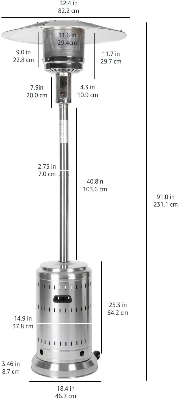 Amazon Basics Outdoor Propane Patio Heater With Wheels, 46,000 BTU - 61825