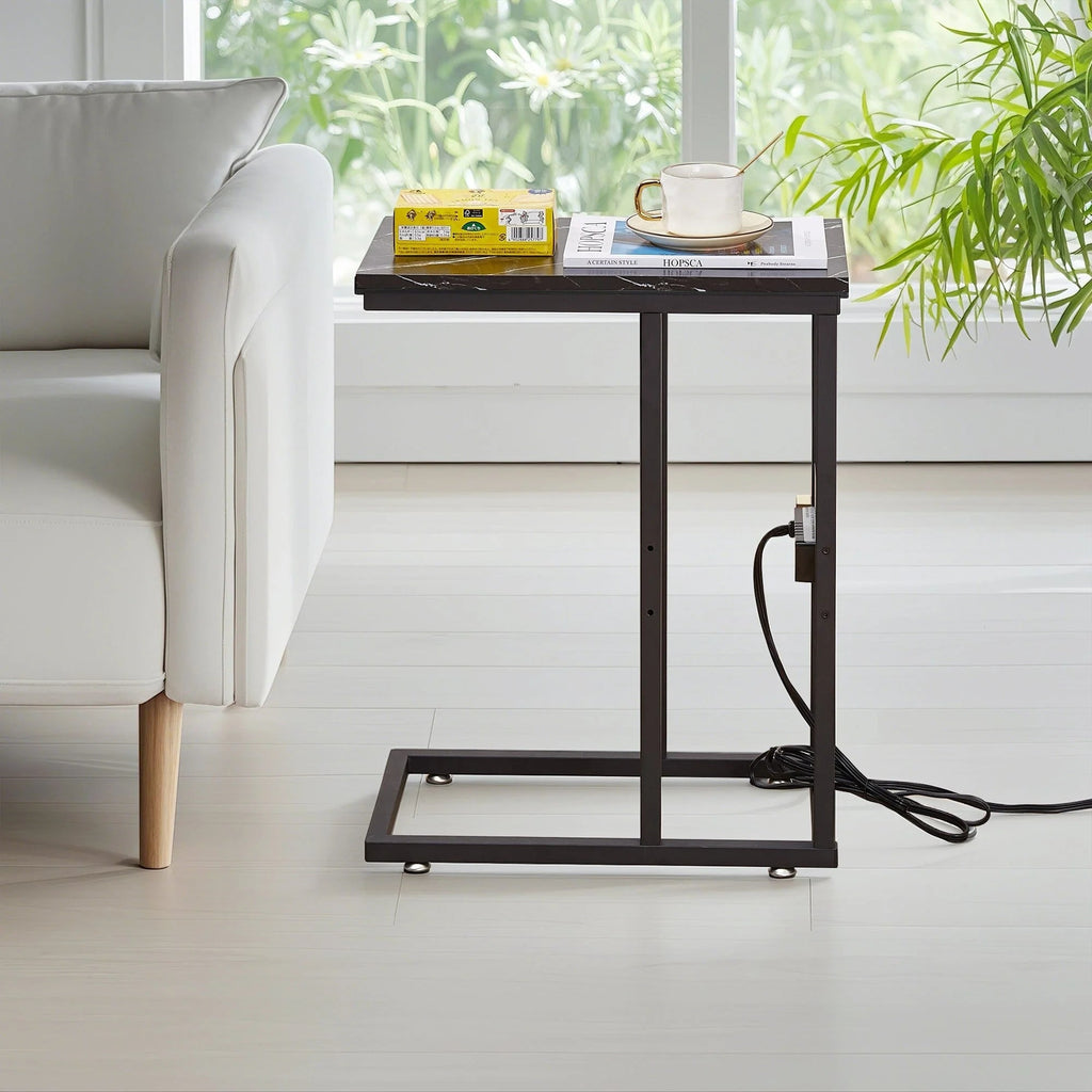 C-Shaped Sofa Side Tables, Set of 2, 11" D x 19" W x 24" H