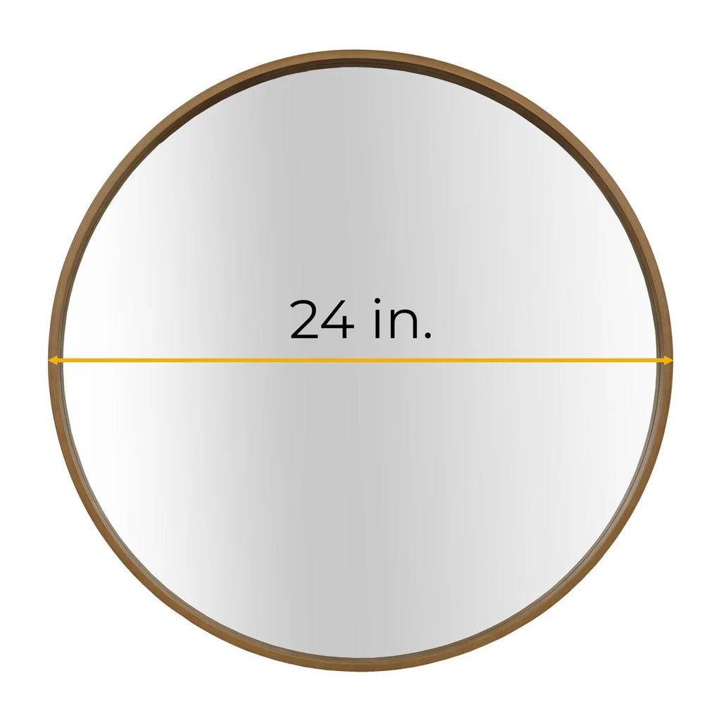 Classic Farmhouse Round Wooden Frame Wall Mirror - 24-inches, 28-inches, 32-inches