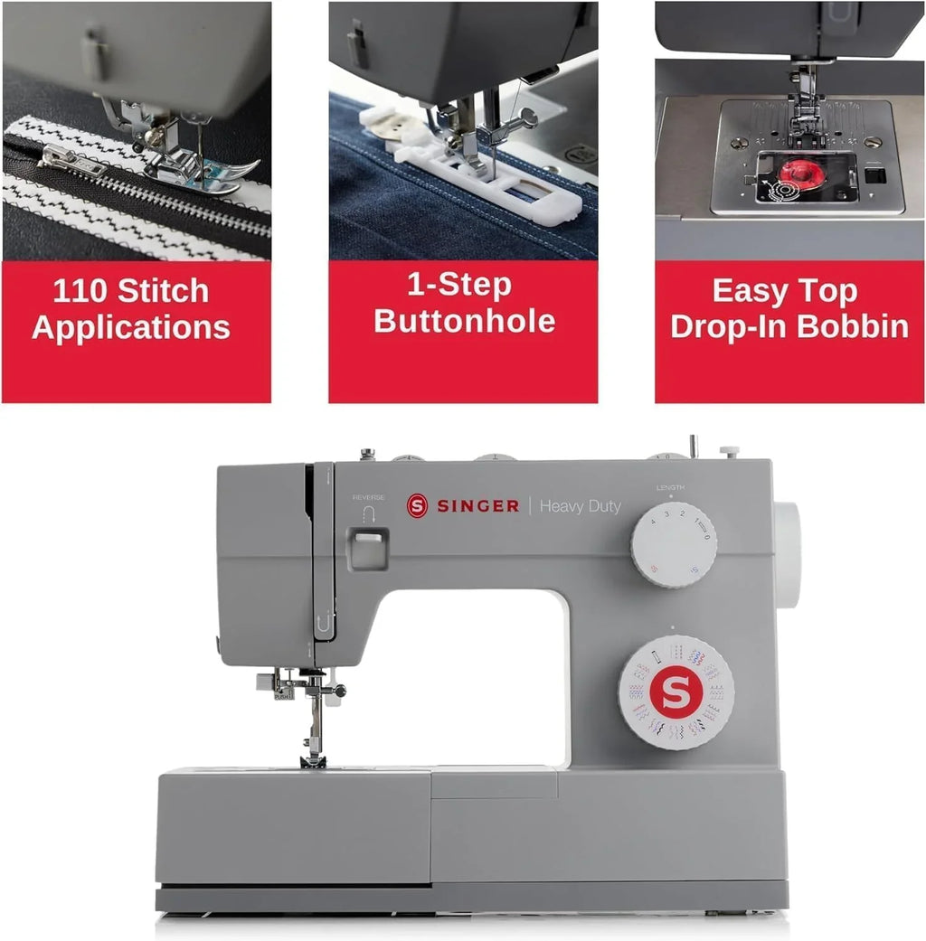 SINGER Heavy Duty High Speed Sewing Machine With Accessory Kit, 110 Stitch Applications - 4452
