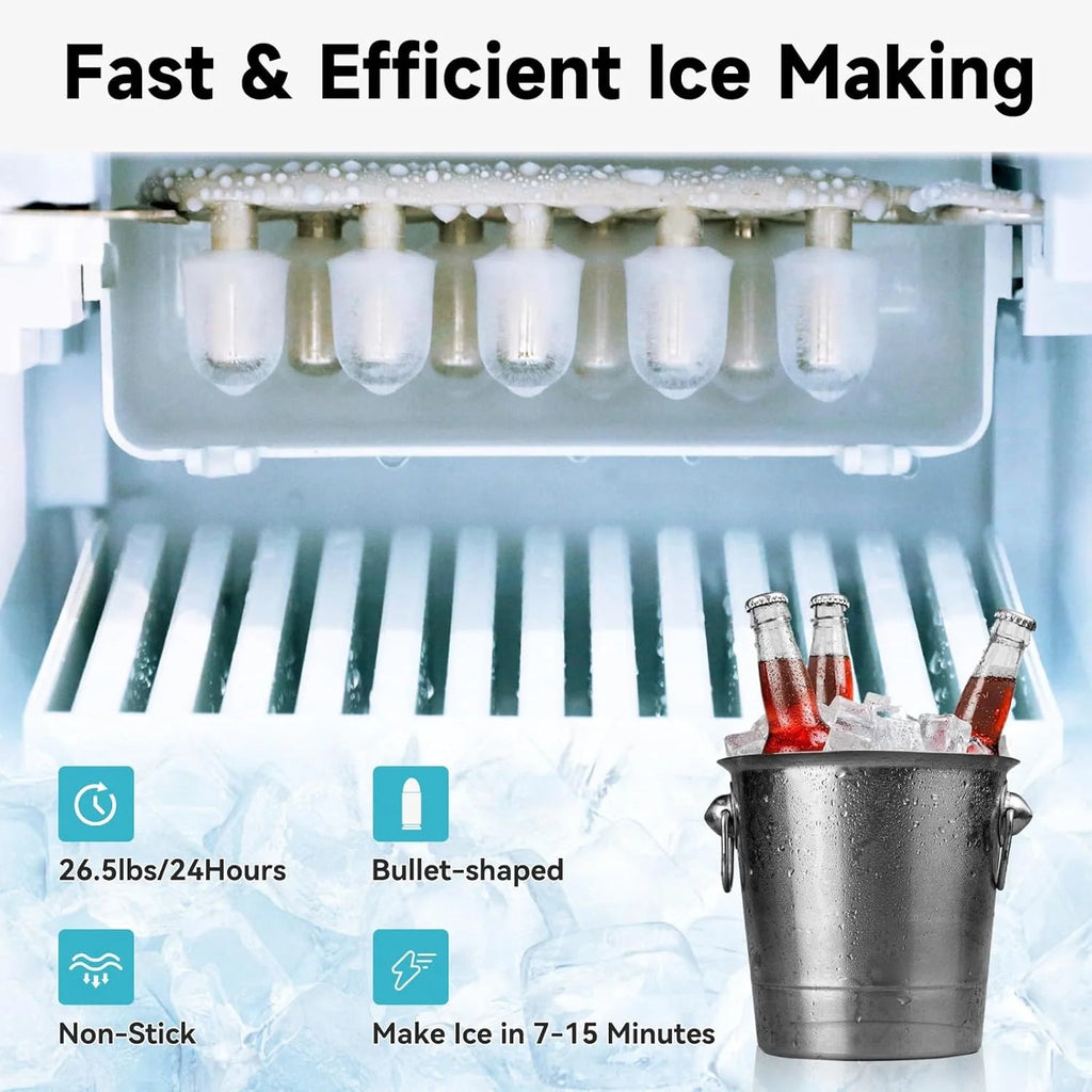 3-in-1 Hot and Cold Water Cooler With Built-In Ice Maker, Top Loading, Black - 3-5 Gallon Bottles