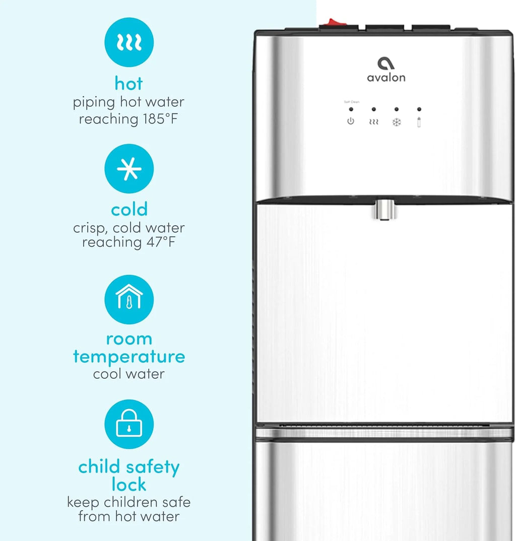 Avalon Bottom-Loading Self-Cleaning Water Cooler Dispenser, Stainless Steel, 3 Temperature Settings - A3