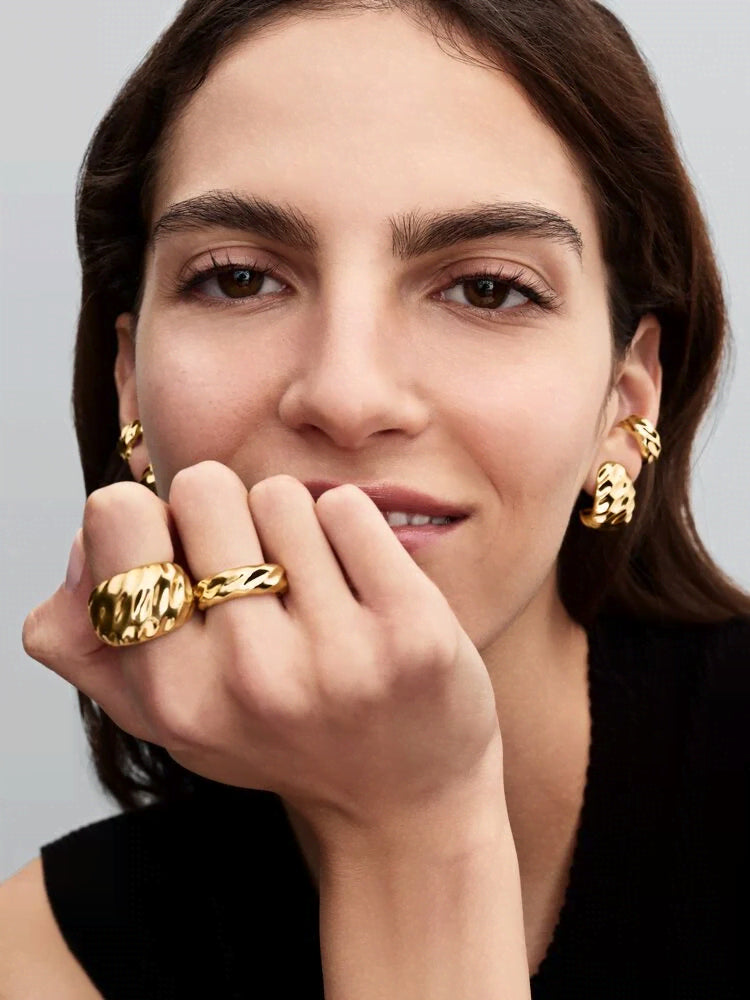 Rippled Wide Band Ring