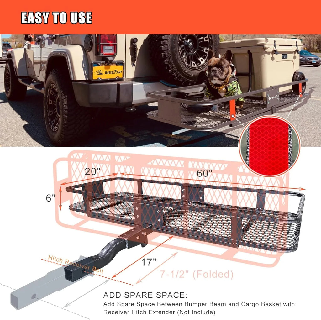 MeeFar Roof Cargo Basket 51 x 36 x 5 in with Waterproof Bag - MF-BSK-AND-BAG