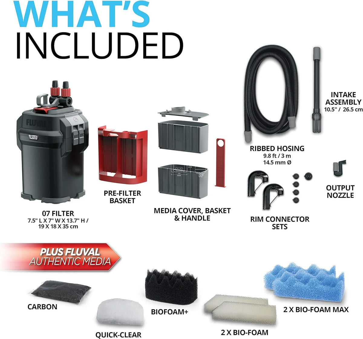 Fluval Aquarium Canister Filter, Black, Up To 100 Gallons - 407 A450