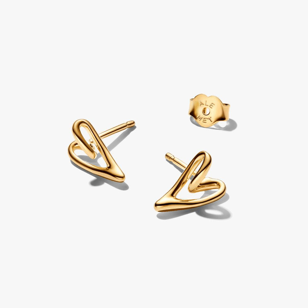 Organically Shaped Heart Stud Earrings
