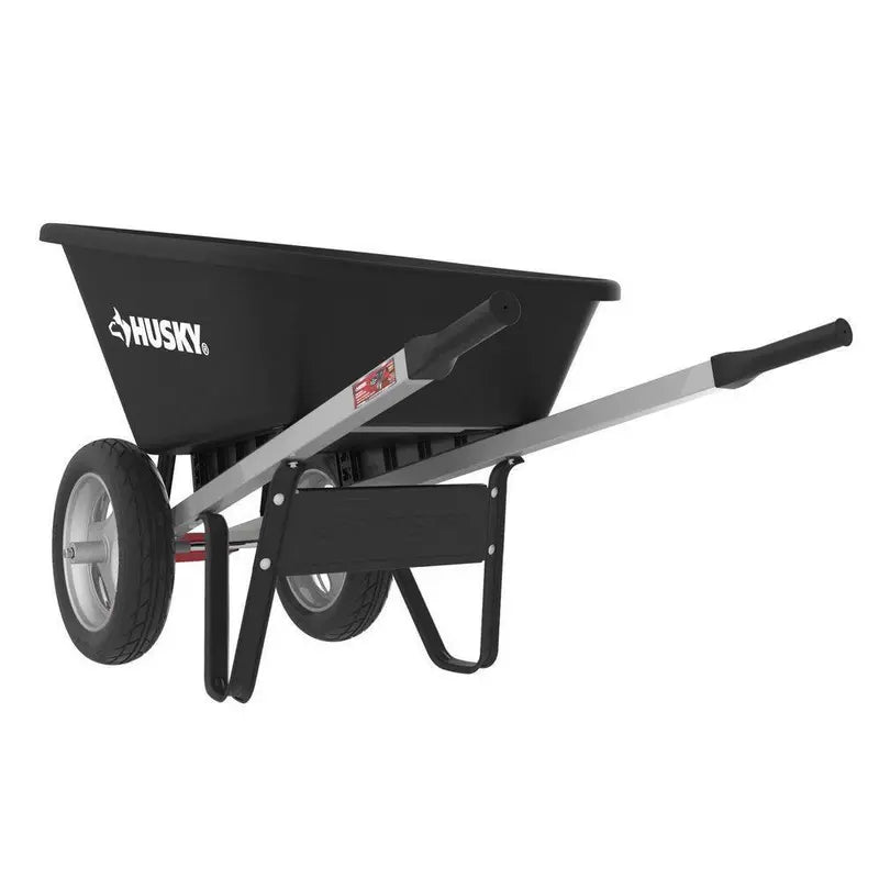 Husky 6 Cu. Ft. Poly Dual Wheel Wheelbarrow With Flat-Free Tires