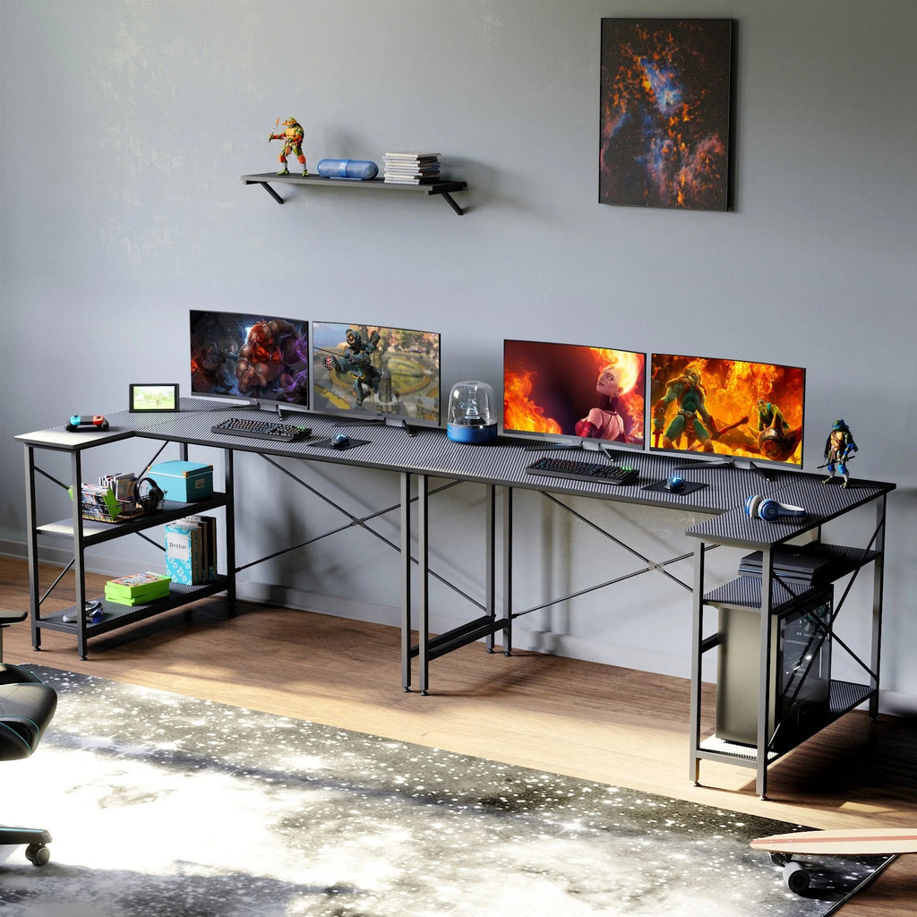 Small L-Shaped Computer Desk With Reversible Storage Shelves - 55-Inch / 47-Inch