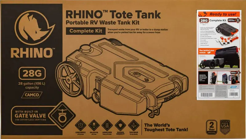 Camco Rhino Portable RV Waste Holding Tank 28 Gallon Gray - 39004