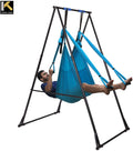 KT Aerial Yoga Hammock And Foldable Stand Set, Blue, 70.86-100.78 Height Adjustable