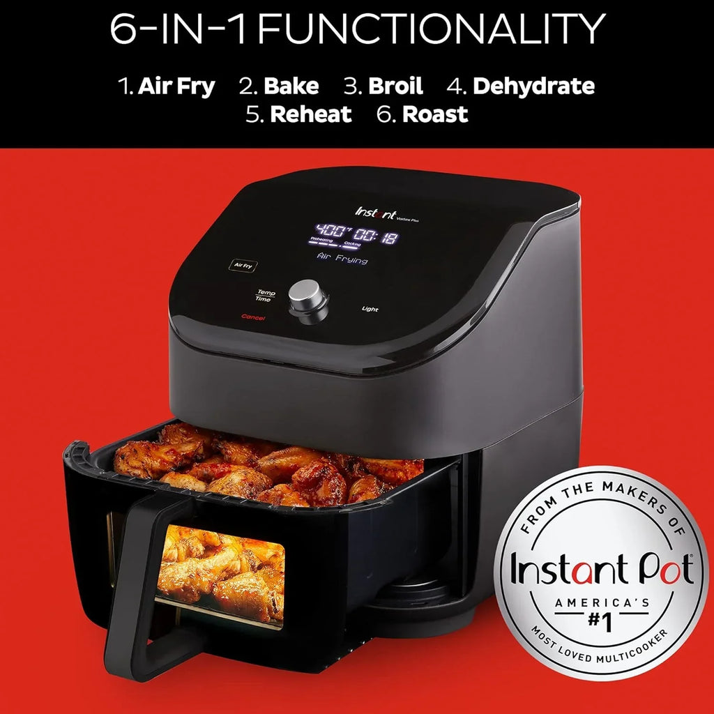 Instant Vortex Plus ClearCook 6QT Air Fryer, 6-in-1, Black