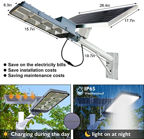 SUSVQLXG Solar LED Street Flood Light 450W 528 LEDs 20000 Lumens 6500K - SUSVQLXG 450