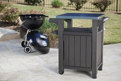Keter Unity Outdoor Storage Table And Cabinet, 40 Gallons, Espresso Brown