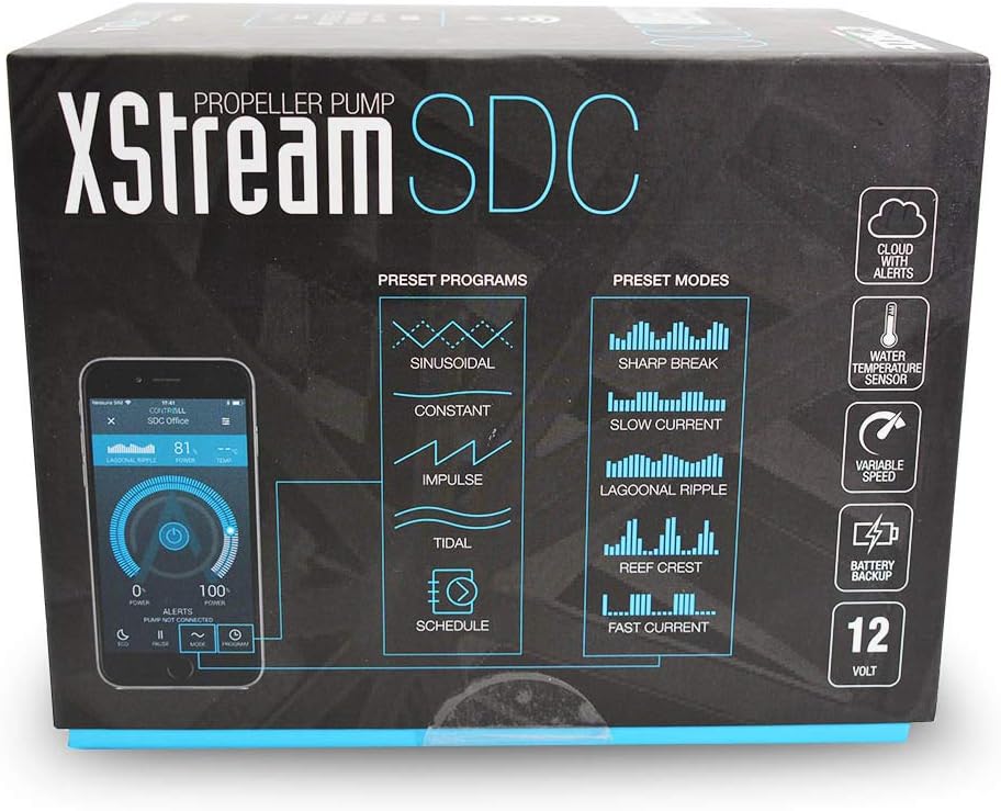 Sicce XStream SDC WiFi Controllable Wave Pump, Black, 2250 GPH - SIC634