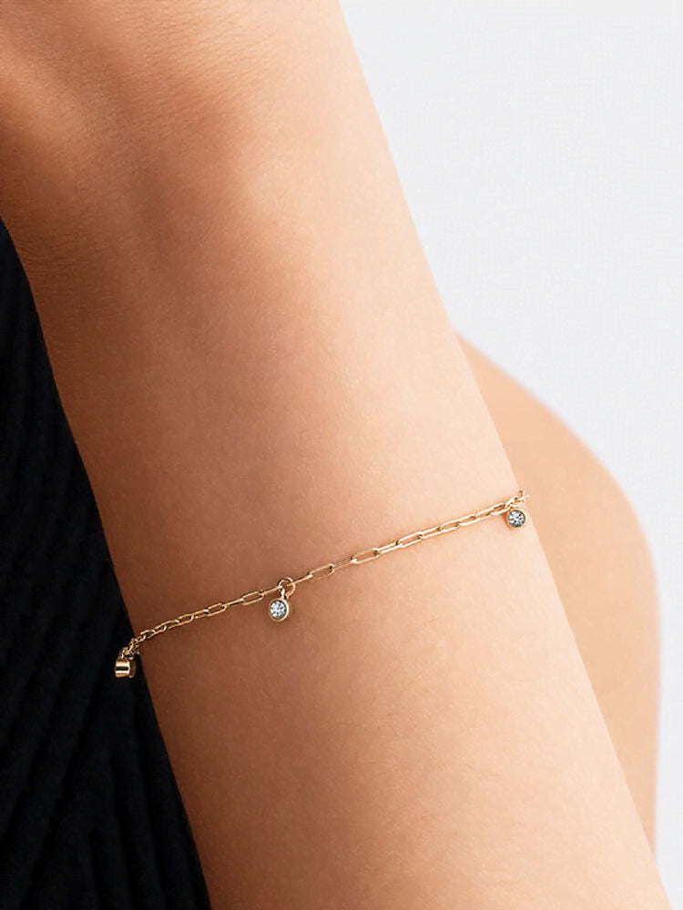Pandora Era Bezel Lab-Grown Diamond Dangle Paperclip Chain Bracelet