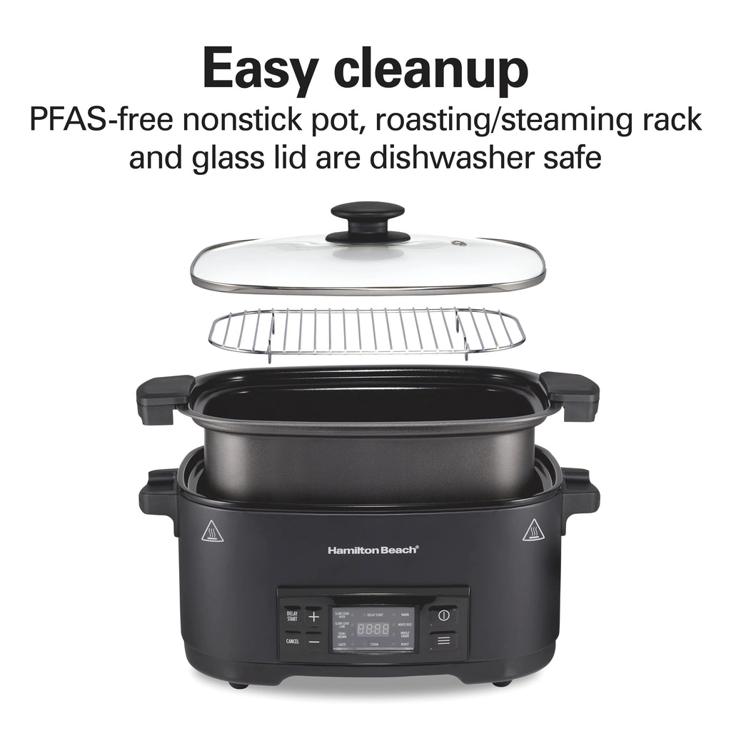 Hamilton Beach 9-in-1 Multi Cooker, 6 Qt Nonstick Aluminum Crock