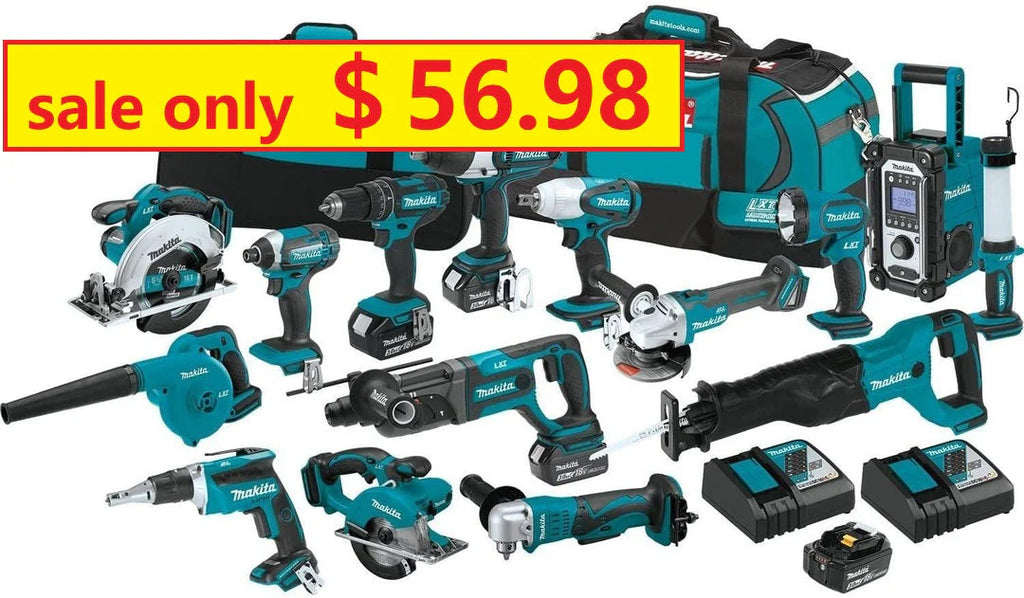 Makita 18V LXT 15-Tool Cordless Lithium-Ion Combo Kit With 4 Batteries And 2 Chargers - XT1501