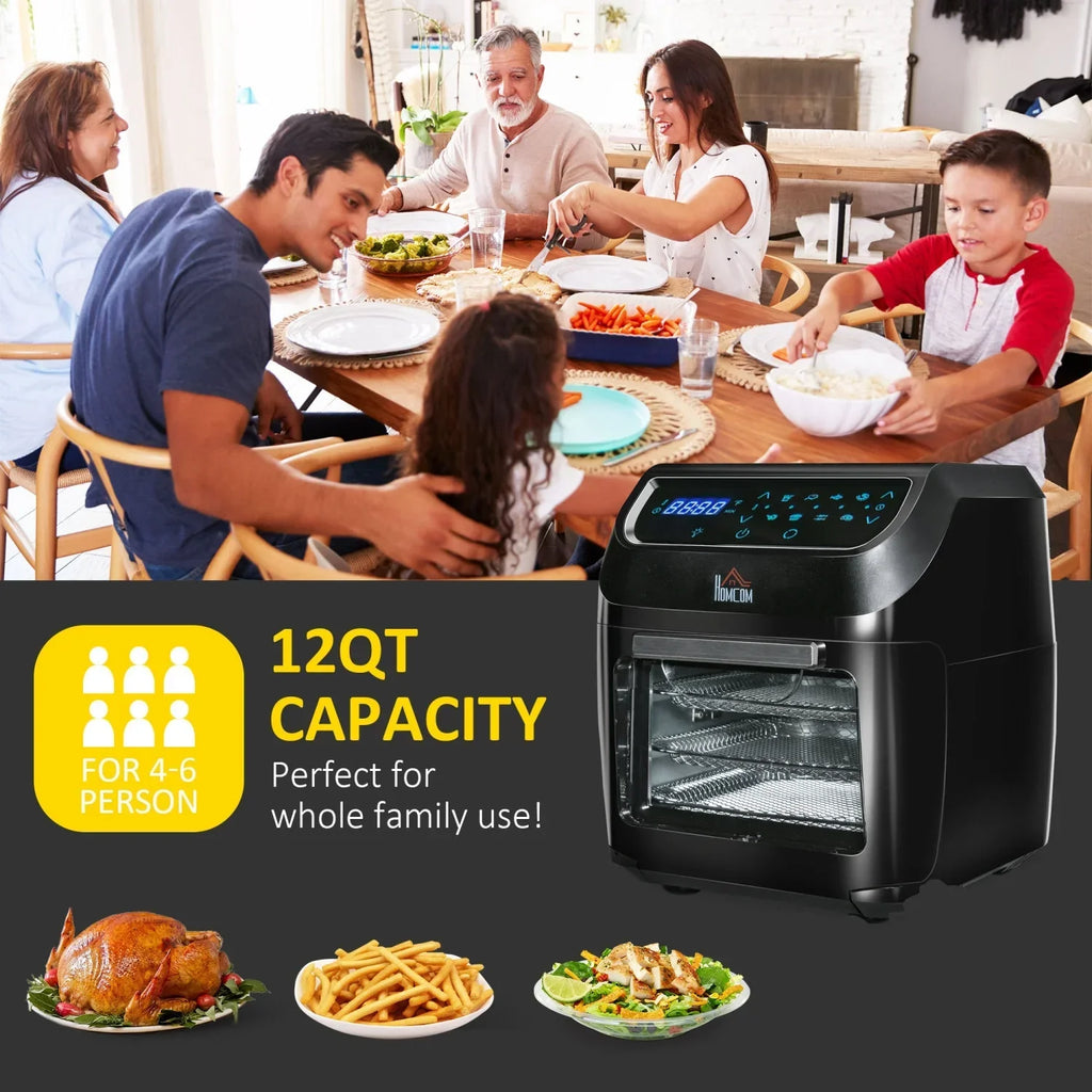 GVJMTKP 12 QT 8-In-1 Air Fryer Oven Combo, 1700W, Black
