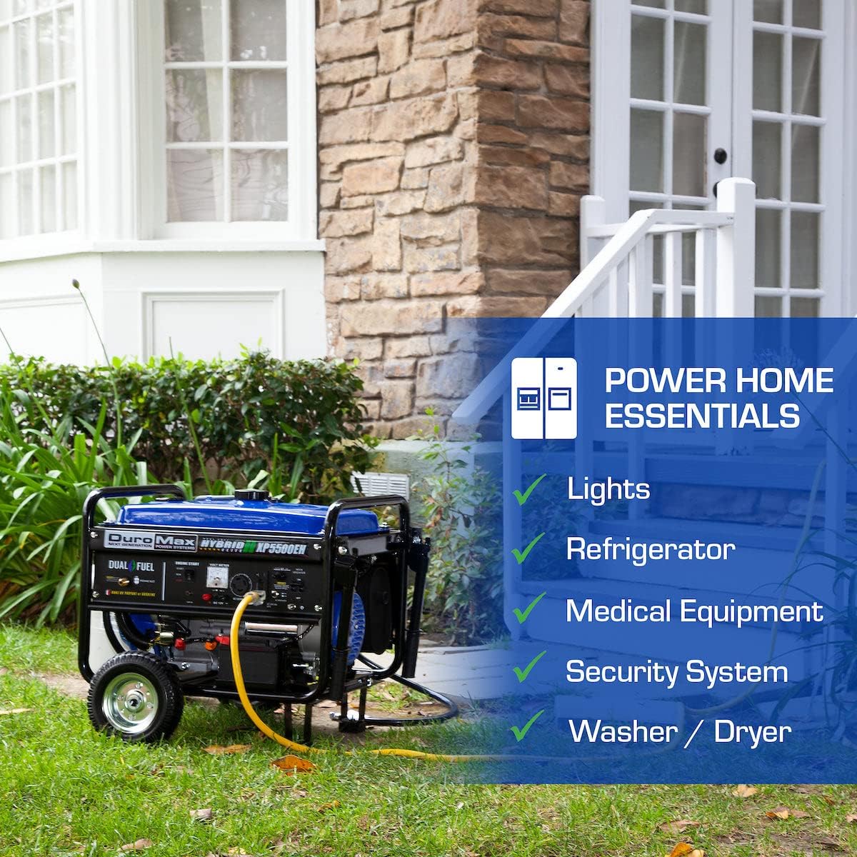 DuroMax 13,000-Watt Dual Fuel Portable Generator, Gasoline/Propane, Electric Start - XP13000EH
