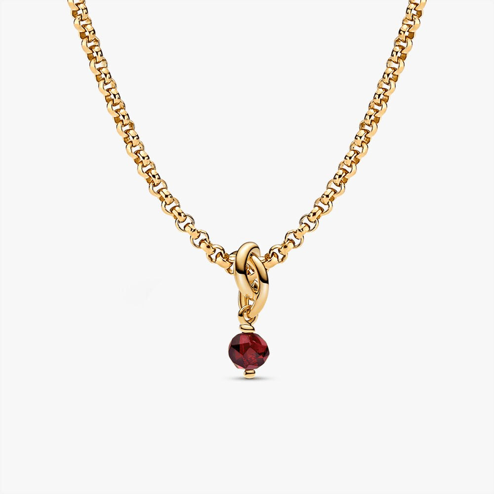January Eternity Circle Dangle Charm Necklace Set