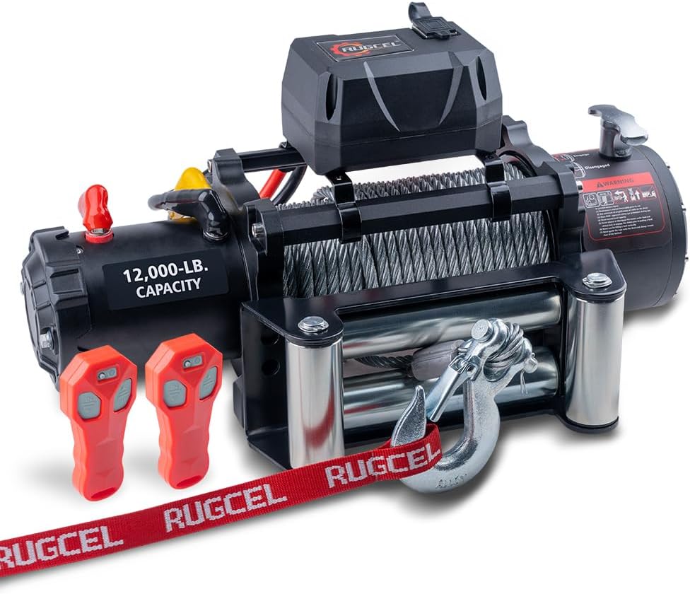 RUGCEL 12000lb 12V Truck Electric Winch With Steel Rope - 12000lb-steel-rope