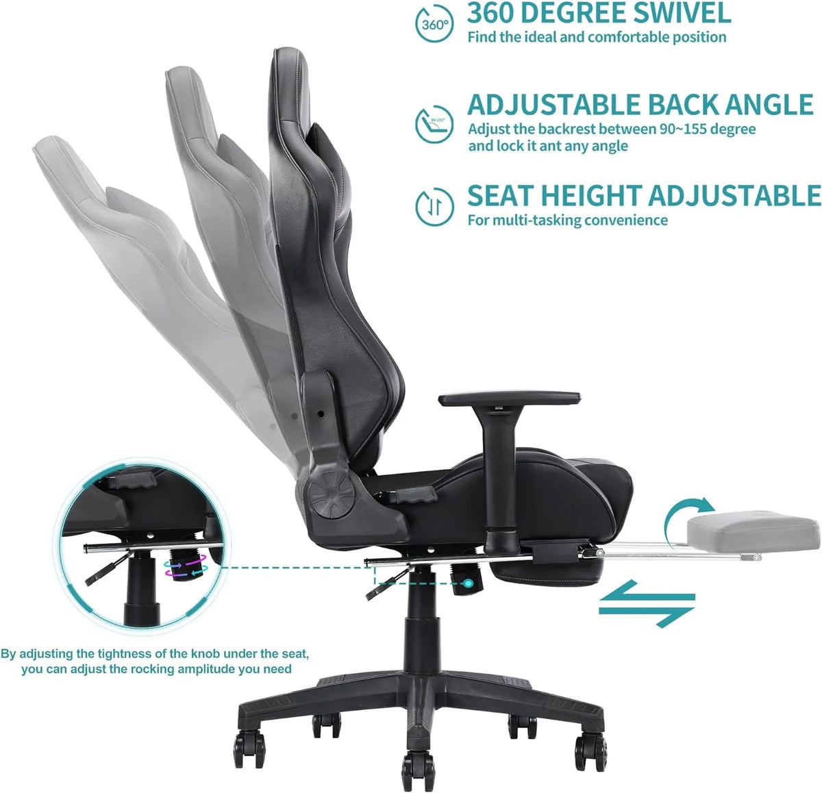 Blue Whale PU Leather Big And Tall Ergonomic Office Gaming Chair, 350 Pounds - B0BTCQ3VVW
