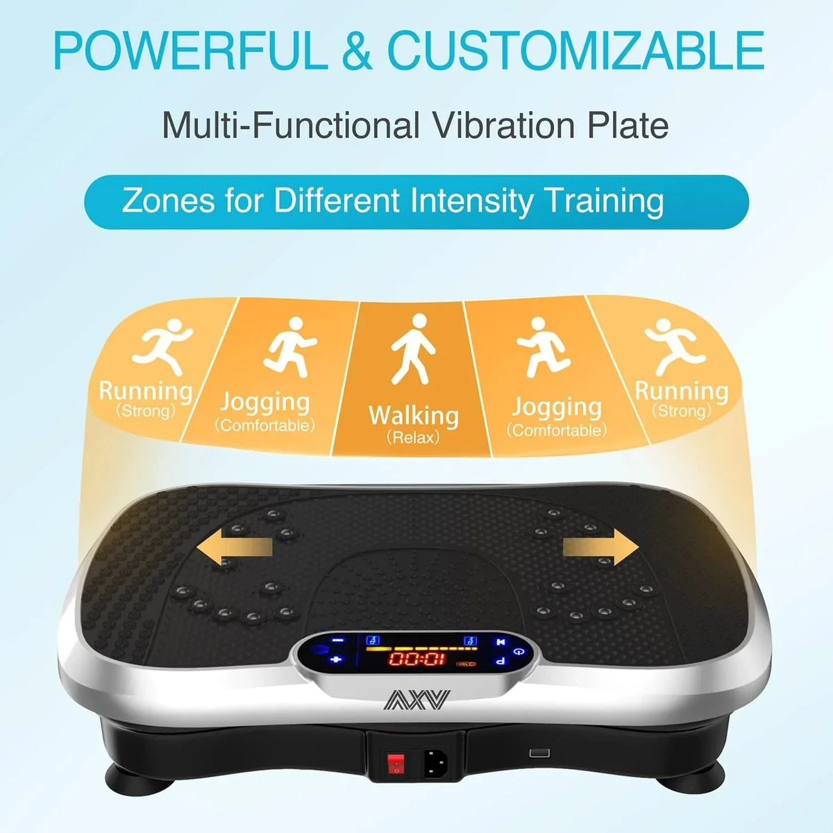 AXV Vibration Plate Fitness Platform, Gray, 2 Resistance Bands - Slim-Gray