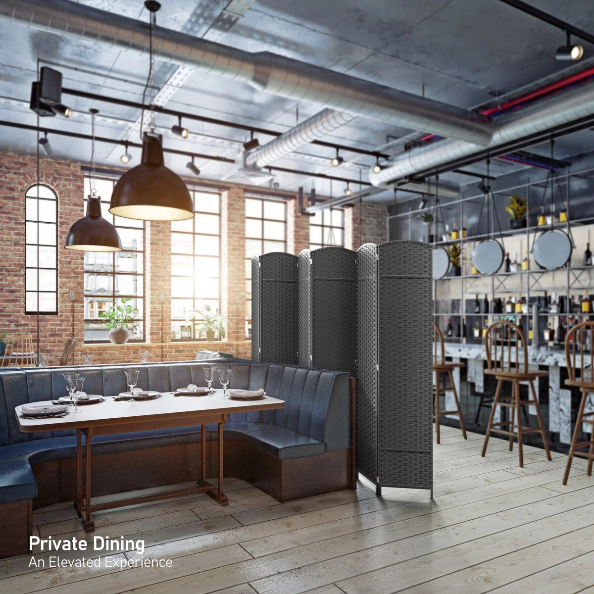 6-Panel Room Divider Privacy Screen With Hand-Woven Mesh Panels - 6 Ft Tall