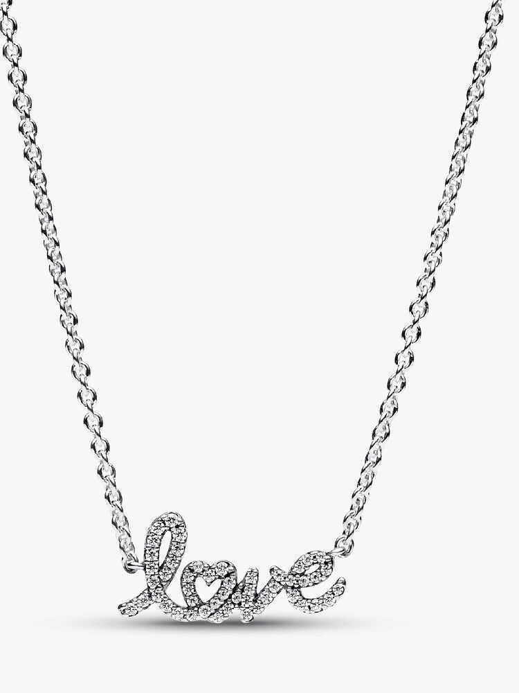 Sparkling Handwritten Love Collier Necklace